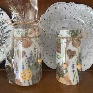 Rustic Lavender Candle with Heart Design